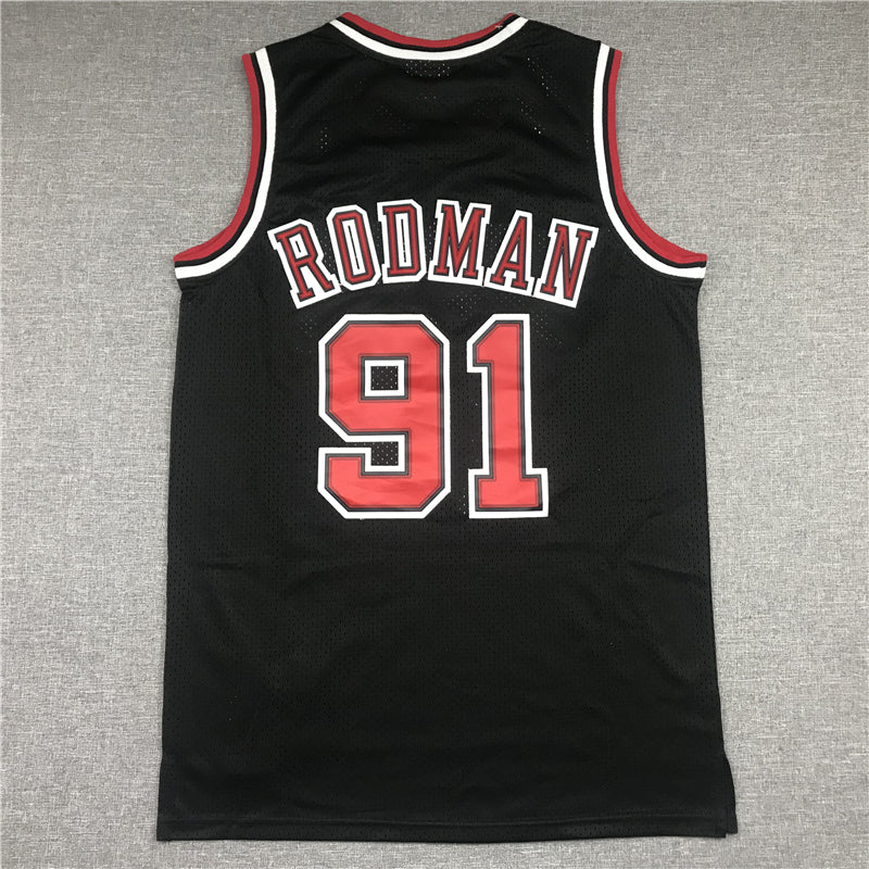 Men's Chicago Bulls Dennis Rodman 1997-98 Black Hardwood Classics Swingman Jersey1