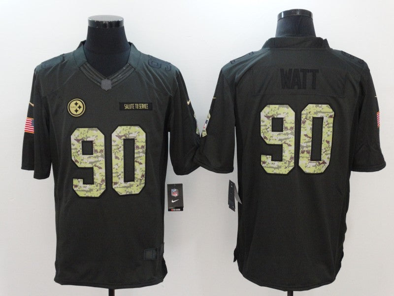 Men's Pittsburgh Steelers #90 T.J. Watt Black Team Game Jersey1