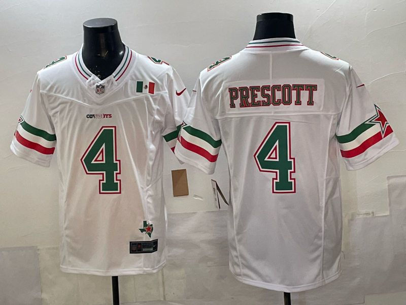 Dak Prescott #4 Dallas Cowboys White Game Team Jersey - JerseysFreak