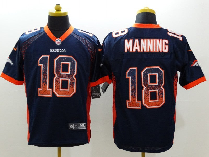Men's Denver Broncos Peyton Manning #18 Navy Game Jersey1