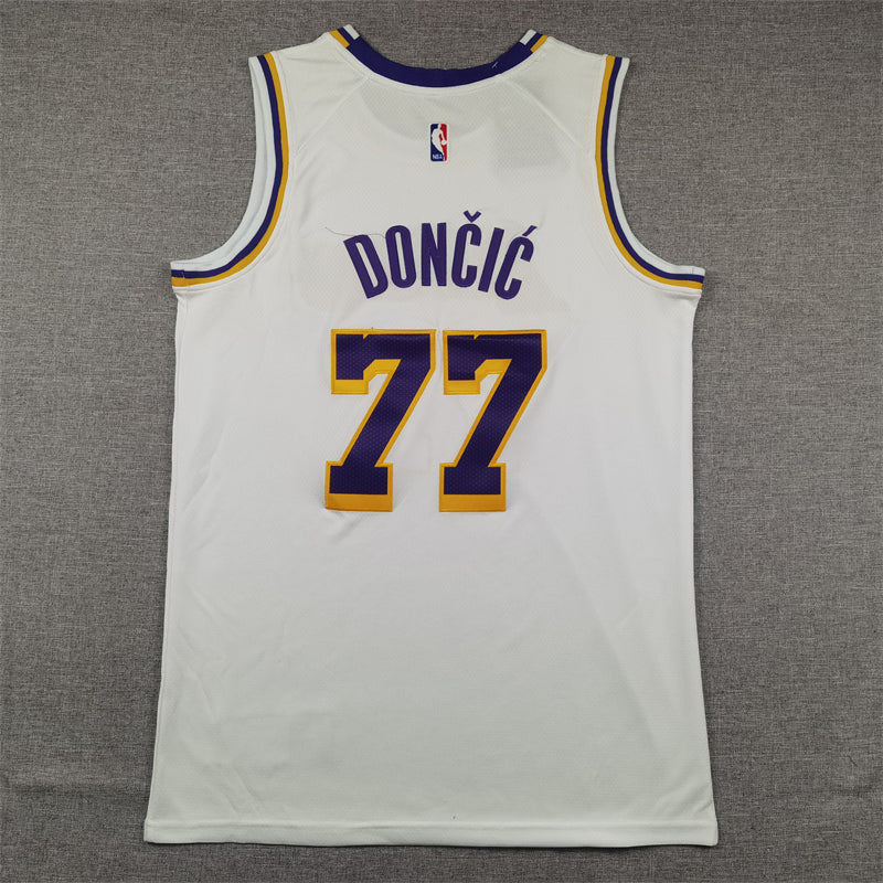 Men's Los Angeles Lakers Luka Doncic #77 White Swingman Jersey1 - Association Edition