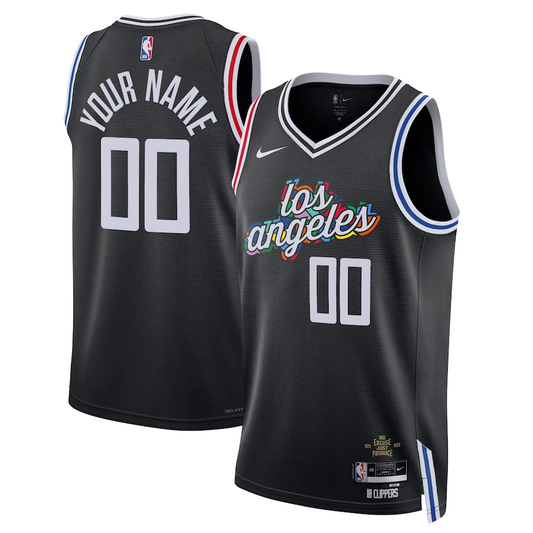 Men's LA Clippers Black 2022/23 Swingman Custom Jersey1 - City Edition
