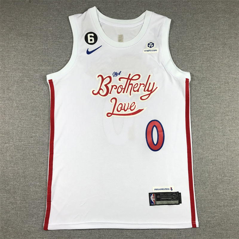 Men's Philadelphia 76ers Tyrese Maxey #0 White 2022/23 Swingman Jersey1 - City Edition