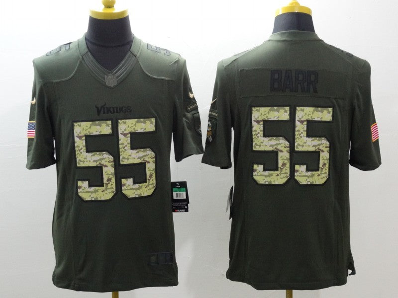 Men's Minnesota Vikings Anthony Barr #55 Army Green Game Jersey1