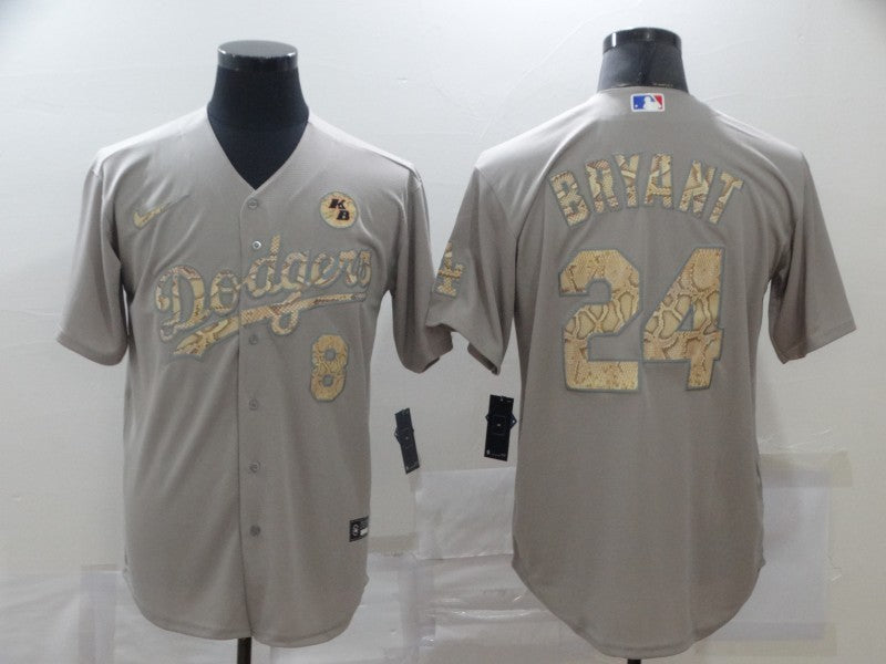 Men's Los Angeles Dodgers Kobe Bryant #8-24 Gray Stitched Jersey1