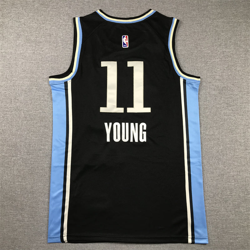 Men's Atlanta Hawks Trae Young #11 Black 2023/24 Swingman Jersey1 - City Edition