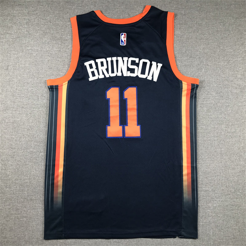 Men's New York Knicks Jalen Brunson #11 Navy Game Jersey - Statement Edition
