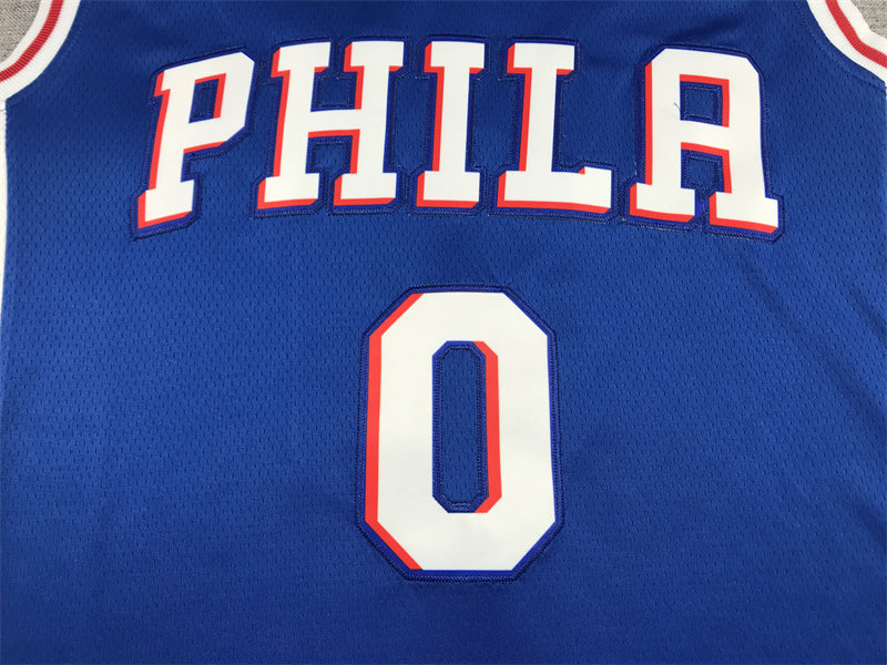 Men's Philadelphia 76ers Tyrese Maxey Blue 2020/21 Fast Break Replica Jersey1