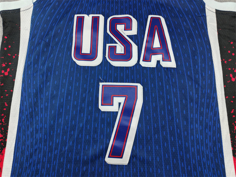 Men's 2024 USA Dream Team Kevin Durant #7 Navy Authentic Player Jersey