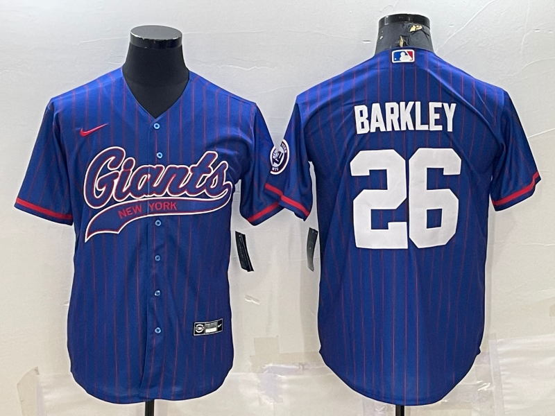 Men's New York Giants Saquon Barkley #26 Blue Player Jersey1 Joint Edition