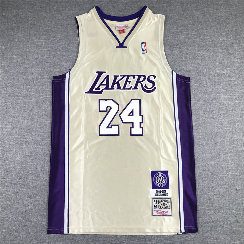 Men's Los Angeles Lakers Kobe Bryant Gold Hall of Fame Hardwood Classics Jersey1