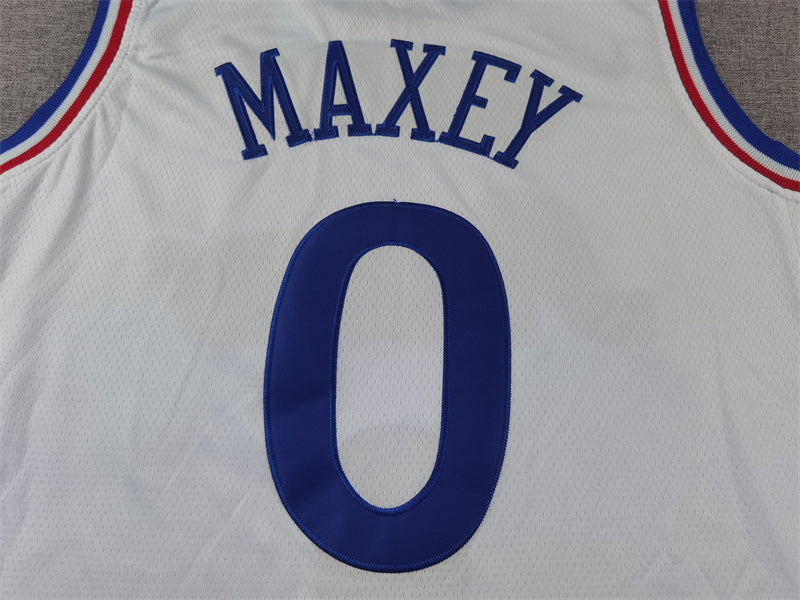Men's Philadelphia 76ers Tyrese Maxey #0 White 2024/25 Swingman Player Jersey1 - City Edition