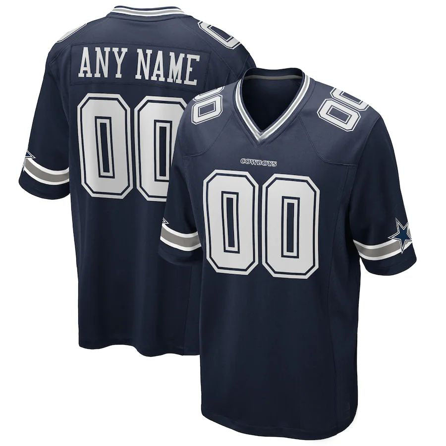 Custom1 Dallas Cowboys Navy Game Jersey1 Stitched Football Jerseys