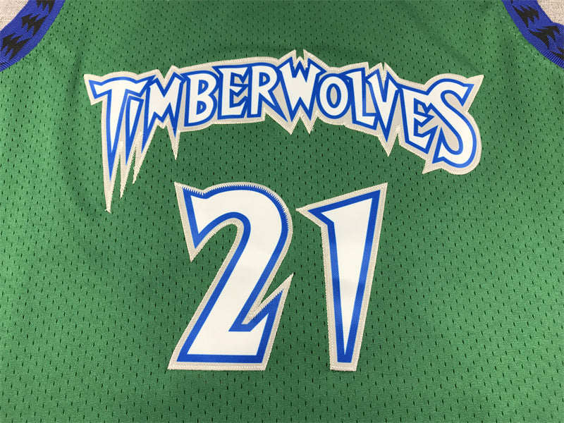 Men's Minnesota Timberwolves Kevin Garnett #21 Green Hardwood Classics Swingman Jersey1