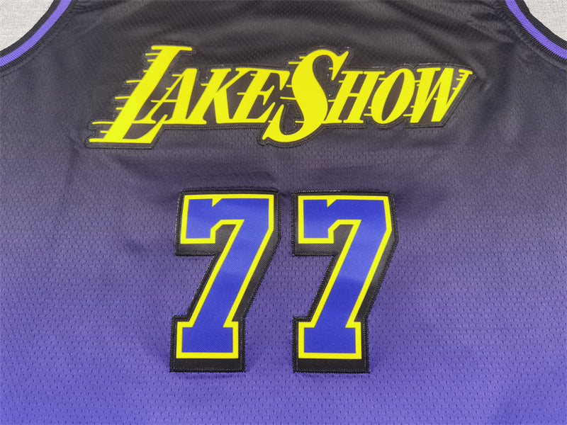 Men's Los Angeles Lakers Luka Doncic #77 Purple 2024/25 Swingman Player Jersey1 - City Edition