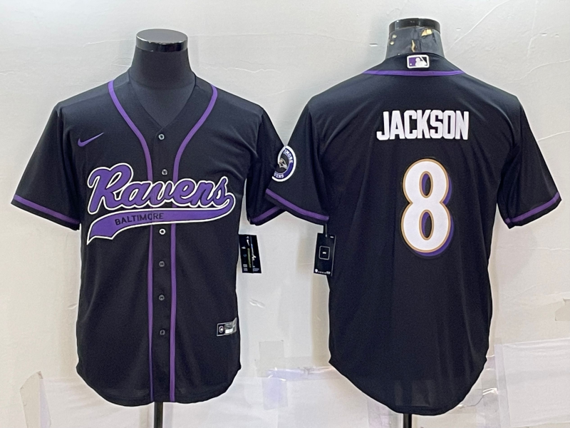 Men's Baltimore Ravens Lamar Jackson #8 Black Game Jersey1 Joint Edition