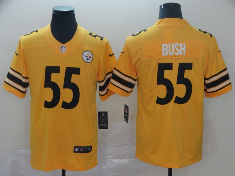 Men's Pittsburgh Steelers Devon Bush Jr. #55 Gold Inverted Team Game Jersey1