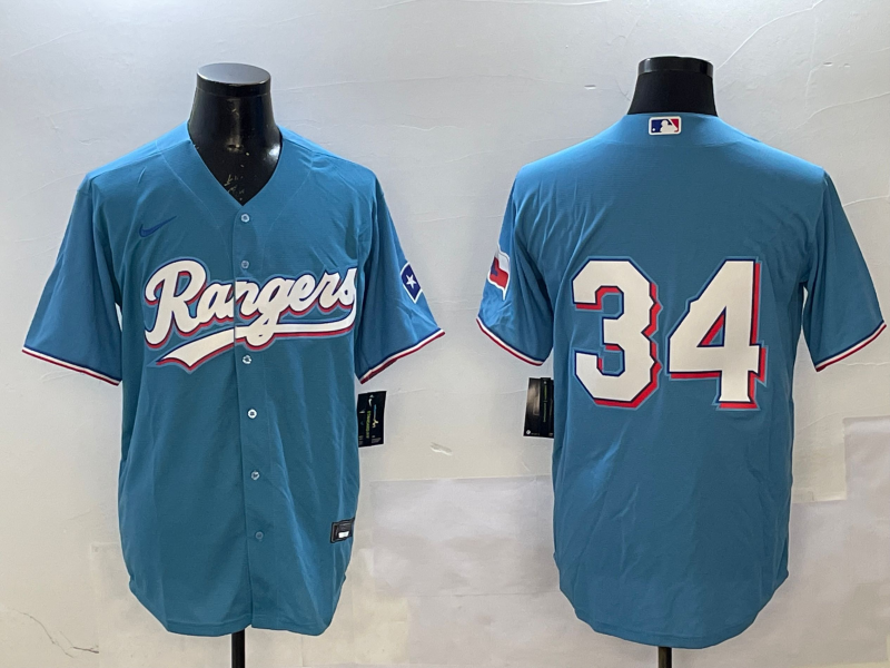 Men's Texas Rangers Nolan Ryan #34 Light Blue Player Jersey1