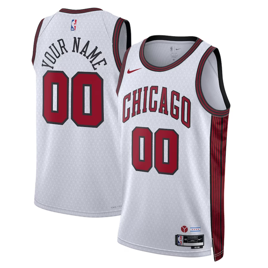 Men's Chicago Bulls White 2022/23 Swingman Custom Jersey1 - City Edition
