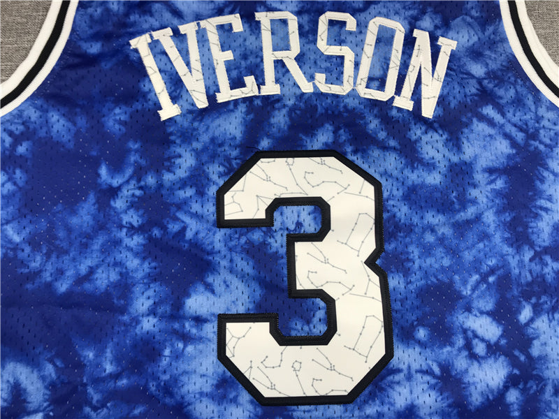 Men's Philadelphia 76ers Allen Iverson #3 Blue Galaxy Swingman Jersey1