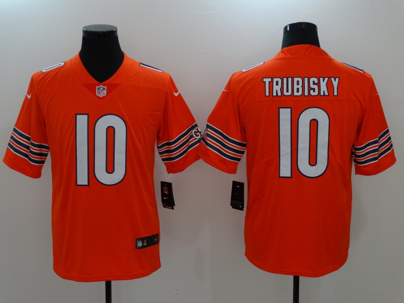 Men's Chicago Bears Mitch Trubisky #10 Orange Game Jersey1