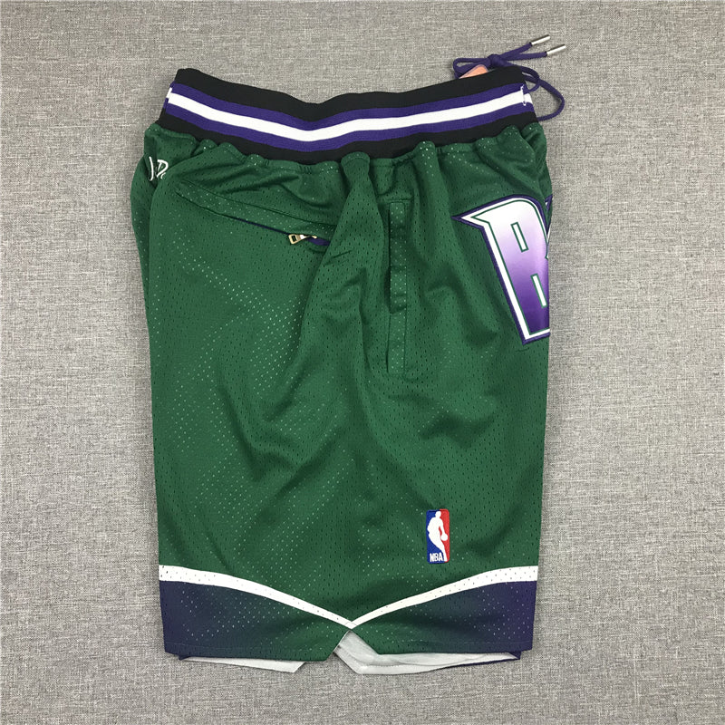 Men's Milwaukee Bucks Basketball Shorts1 With pocket Vintage Green