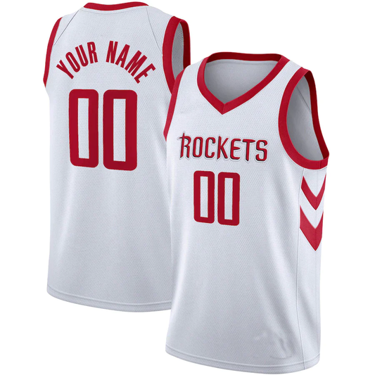 Men's Houston Rockets White Custom Swingman Jersey1