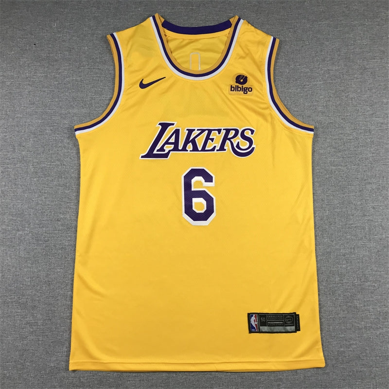 Men's Los Angeles Lakers LeBron James #6 Gold 2022/23 Swingman Jersey1 - Icon Edition