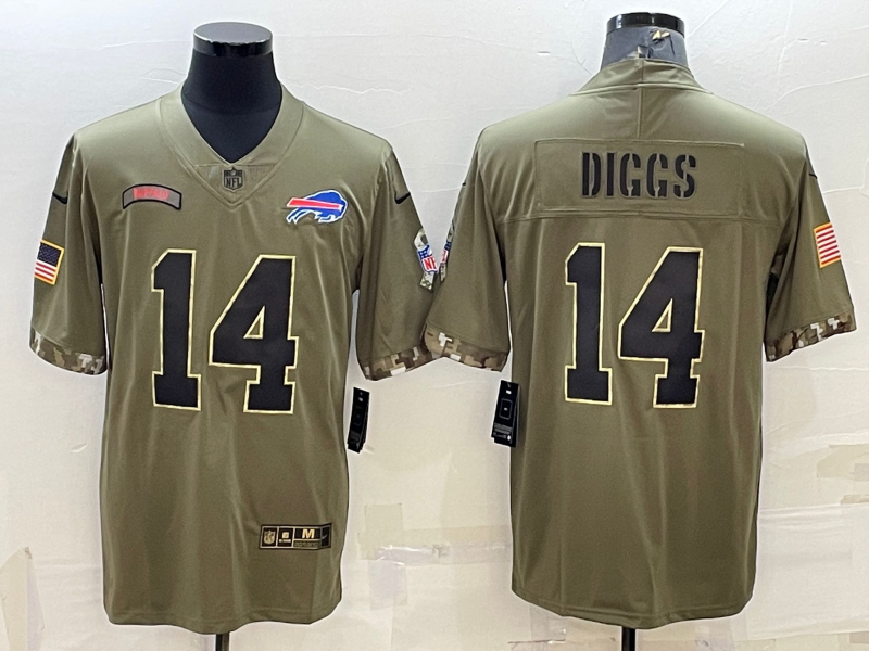 Men's Buffalo Bills Stefon Diggs #14 Olive 2022 Salute To Service Limited Jersey1