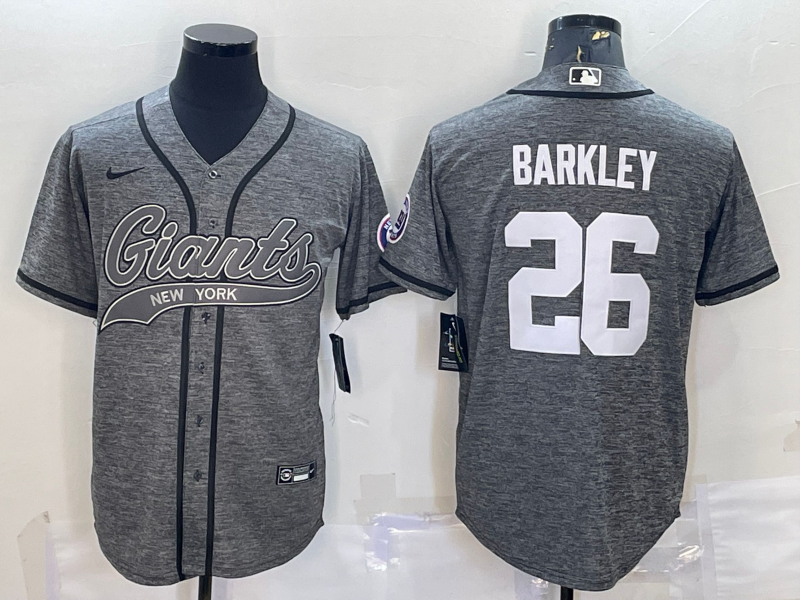 Men's New York Giants Saquon Barkley #26 Gray Game Jersey1 Joint Edition