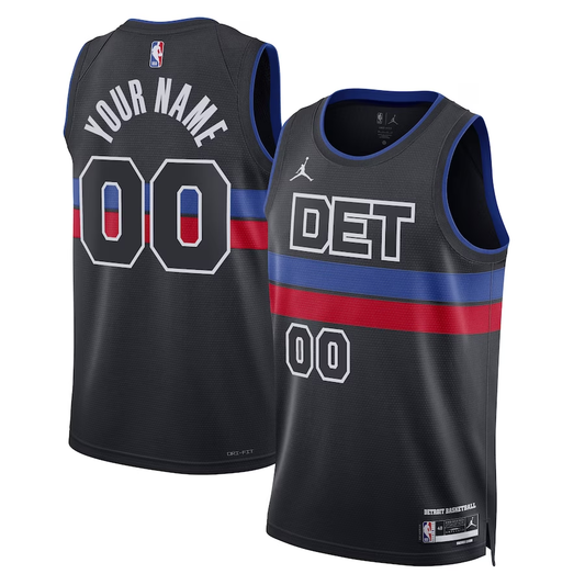 Men's Detroit Pistons Black 2022/23 Swingman Custom Jersey1 - Statement Edition