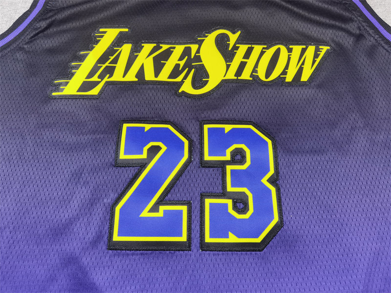 Men's Los Angeles Lakers LeBron James #23 Purple 2024/25 Swingman Jersey1 - City Edition
