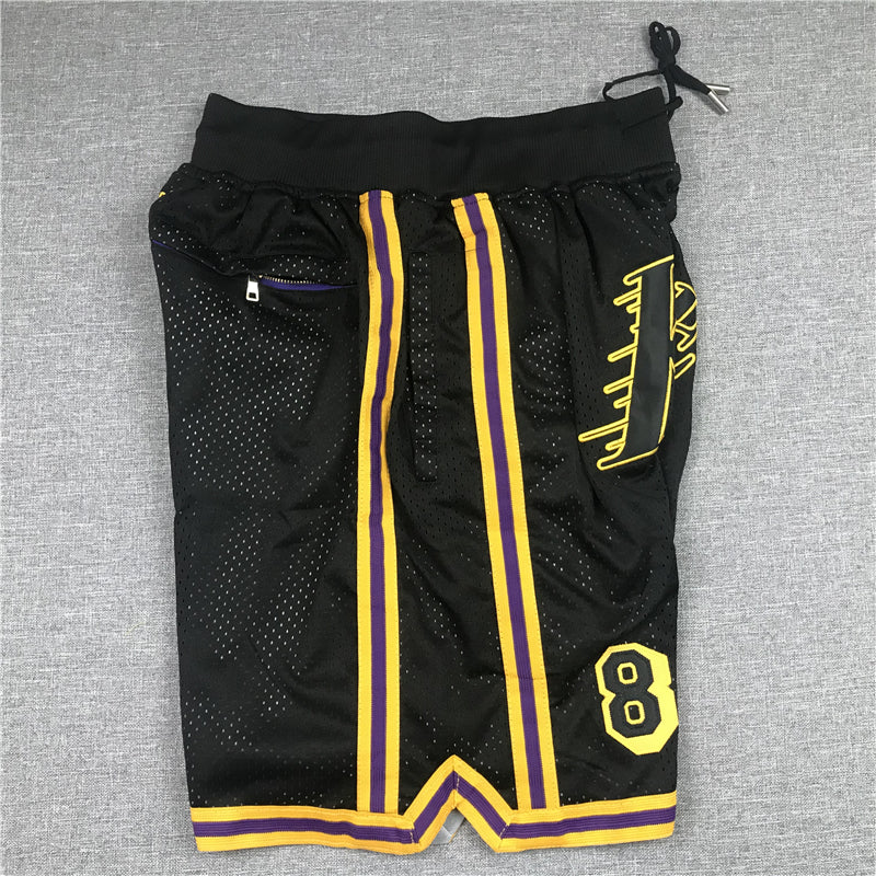 Men's Los Angeles Lakers Kobe Bryant #8-24 Black Pocket Shorts1