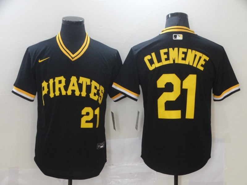 Men's Pittsburgh Pirates Roberto Clemente #21 Black Authentic Game Jersey1