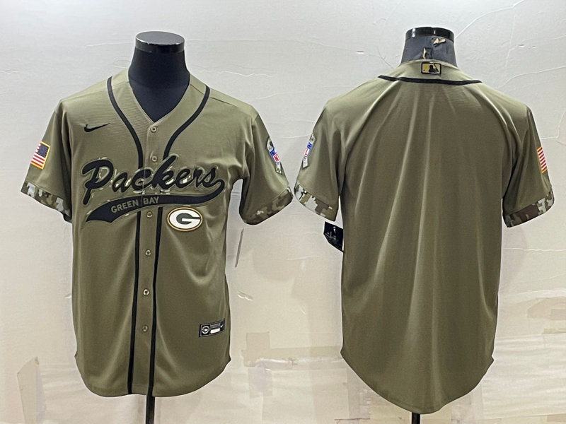 Men's Green Bay Packers Olive 2022 Salute To Service Limited Blank Jersey1