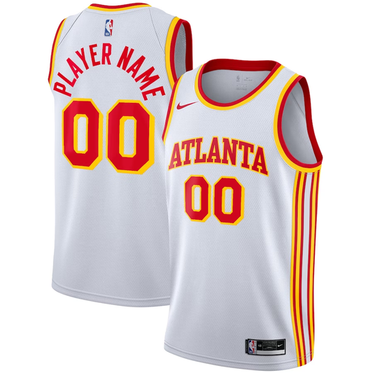 Men's Atlanta Hawks White 2020/21 Swingman Custom Jersey1 - Association Edition