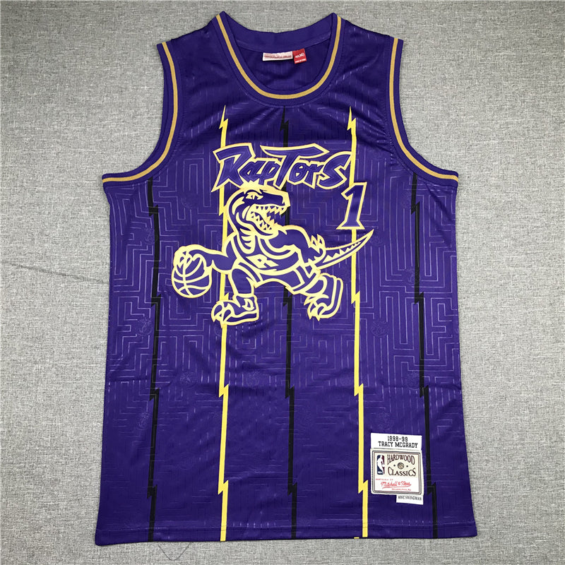 Men's Toronto Raptors Tracy McGrady 1998-99 Purple Hardwood Classics Swingman Jersey1