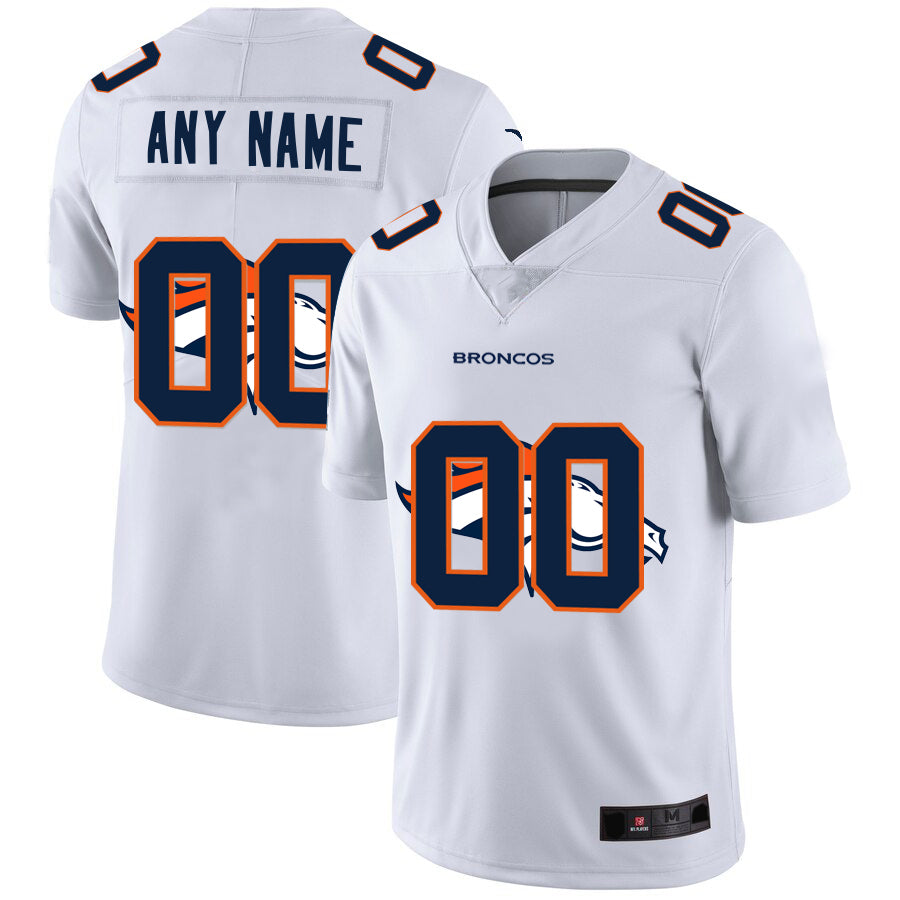 Custom1 Denver Broncos White Team Big Logo Vapor Untouchable Limited Jersey1 Stitched Jersey1 American Football Jerseys