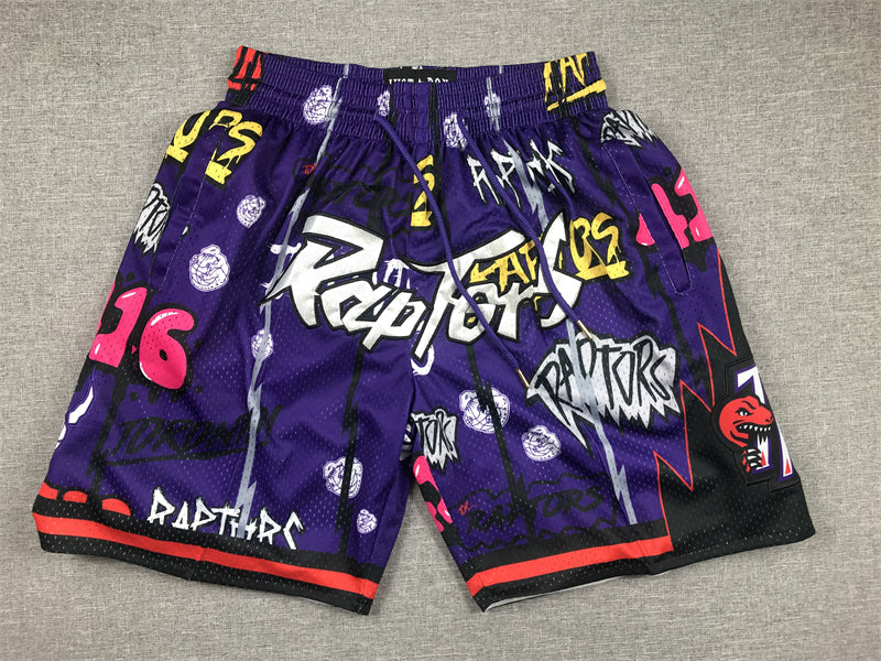 Men's Toronto Raptors Purple Graffiti Edition Pocket Shorts1
