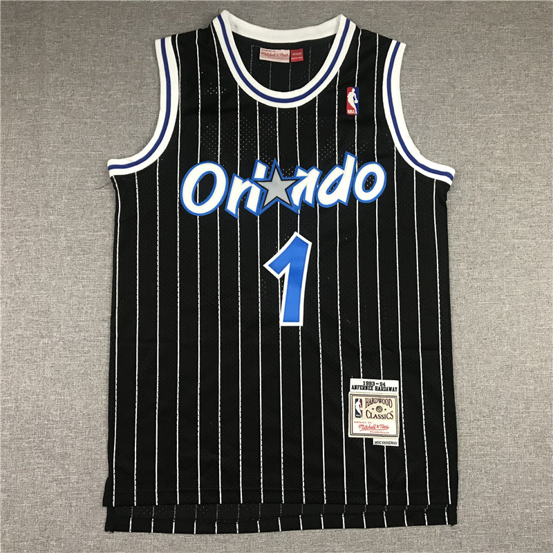 Men's Orlando Magic Penny Hardaway #1 Black Hardwood Classics Swingman Jersey1