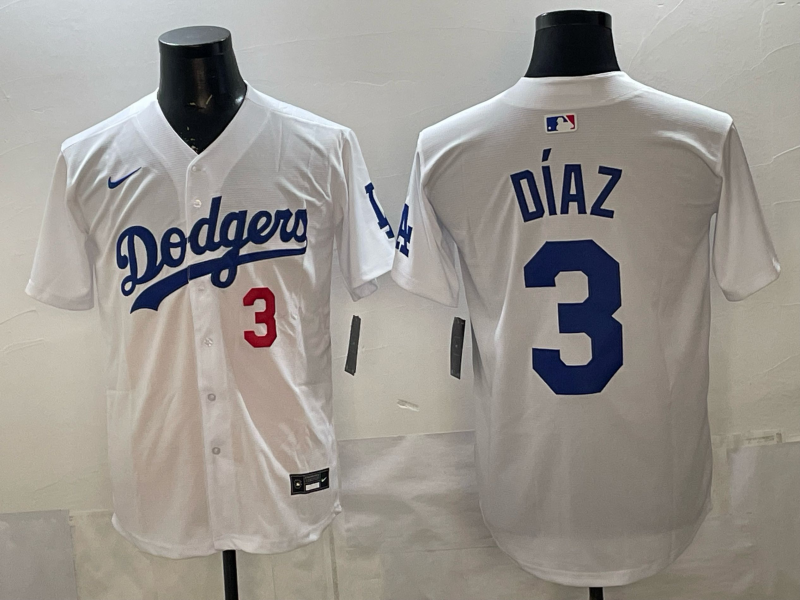 Edwin Diaz #3 Los Angeles Dodgers White Home Replica Player Jersey - JerseysFreak