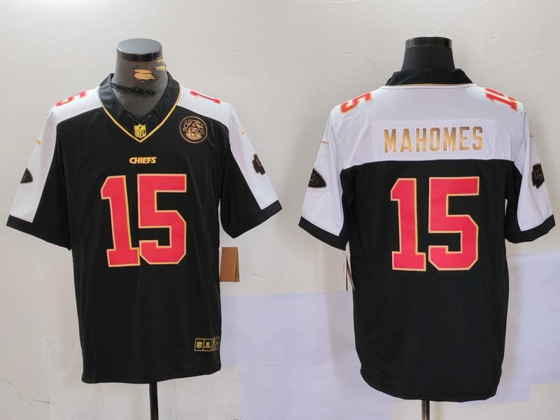 Men's Kansas City Chiefs Patrick Mahomes #15 Black Vapor F.U.S.E. Limited Jersey1