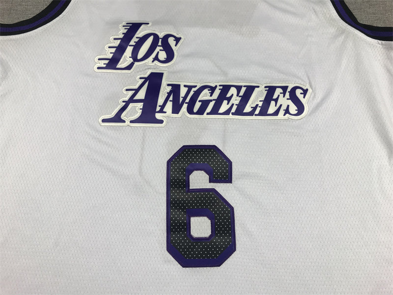 Men's Los Angeles Lakers LeBron James #6 White 2022/23 Authentic Jersey1 - City Edition