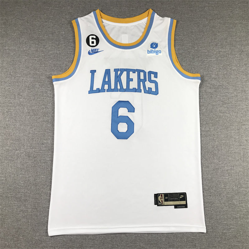Men's Los Angeles Lakers LeBron James #6 White 2022/23 Swingman Jersey1 - Classic Edition