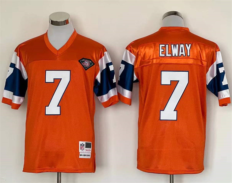 Men's Denver Broncos John Elway Mitchell & Ness Orange Legacy Replica Jersey1