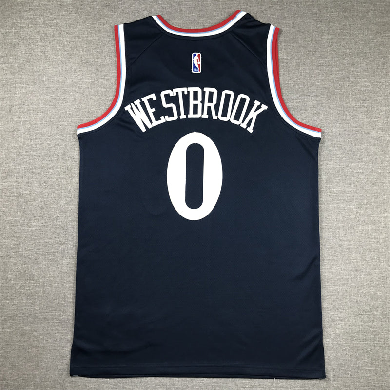 Men's LA Clippers Russell Westbrook #0 Navy Swingman Jersey1
