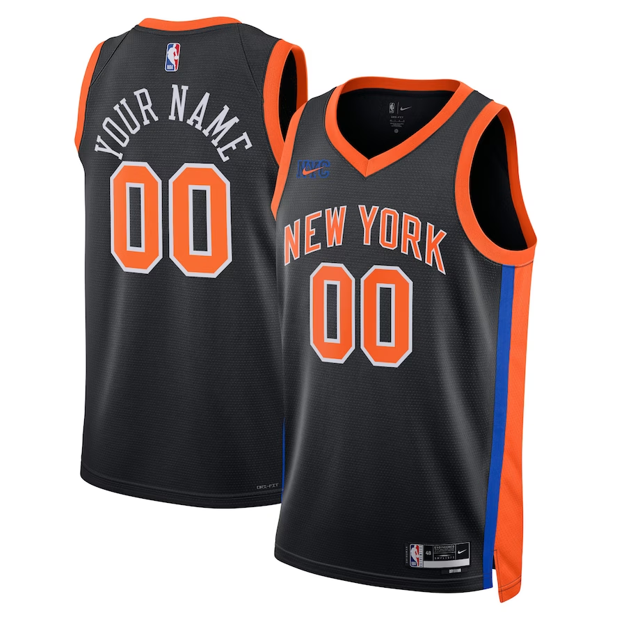 Men's New York Knicks Black 2022/23 Game Custom Jersey - City Edition