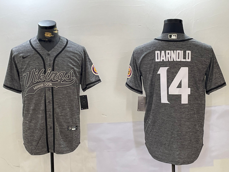 Men's Minnesota Vikings Sam Darnold #14 Gray Team Game Jersey1