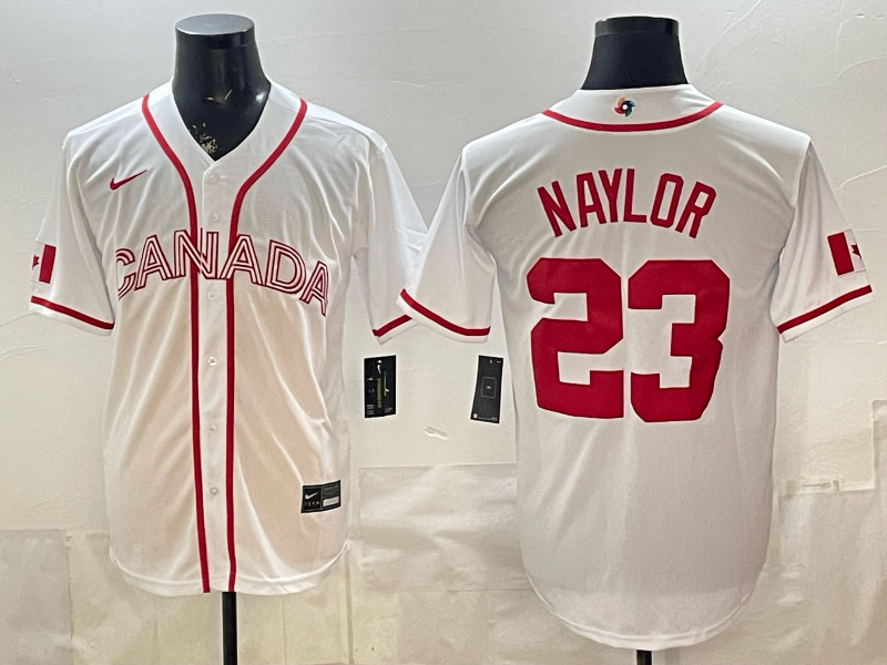 Men's Canada Baseball Bo Naylor #23 White 2026 World Baseball Classic Home Stadium Jersey