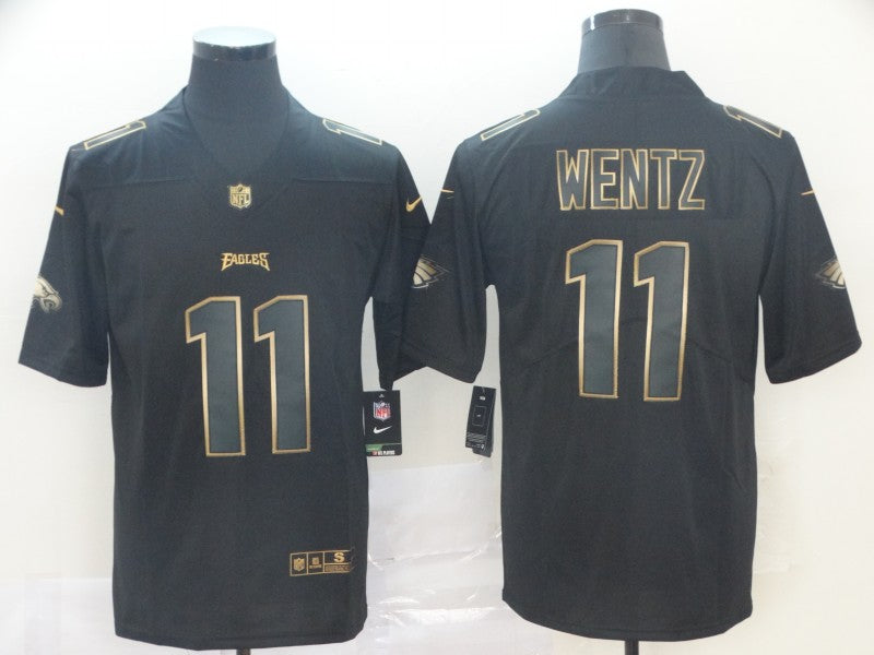 Men's Philadelphia Eagles Carson Wentz #11 Black Game Player Jersey1